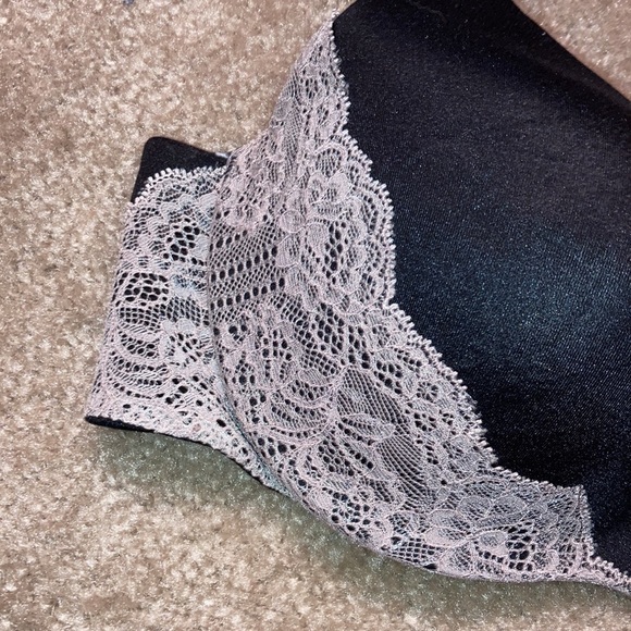 Victoria’s Secret Black with taupe lace overlay push up bra - Picture 2 of 4